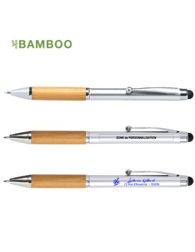 Stylos publicitaires corps en Abs et bambou avec stylet - Layrox - Stylo-France